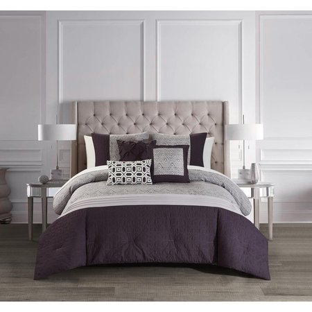FIXTURESFIRST 10 Piece Imara Comforter Set, Plum - King Size FI1702454